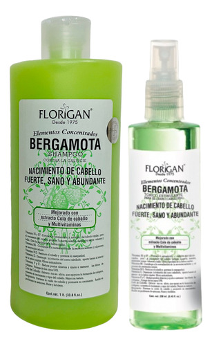 Bergamota Set Shampoo 1lt. Y Tónico 250ml. Florigan 