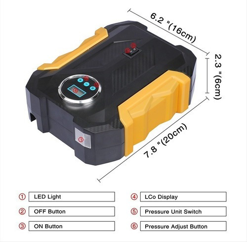 Imagen 4 de 10 de Compresor De Aire Portátil Digital 12v Todo Neumático