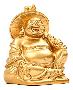 Juego 6 Figuras Estatua Buda Sonriente Resina Dorada 5 Cm