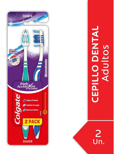 Cepillo de dientes Colgate Zig Zag Plus Soft suave pack x 2 unidades