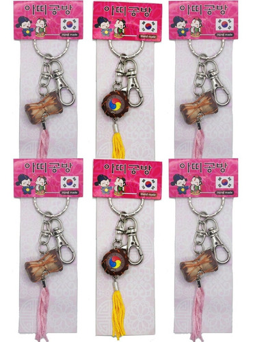 Artesanía Coreana Llavero Tambor Tradicional 6 Piezas.