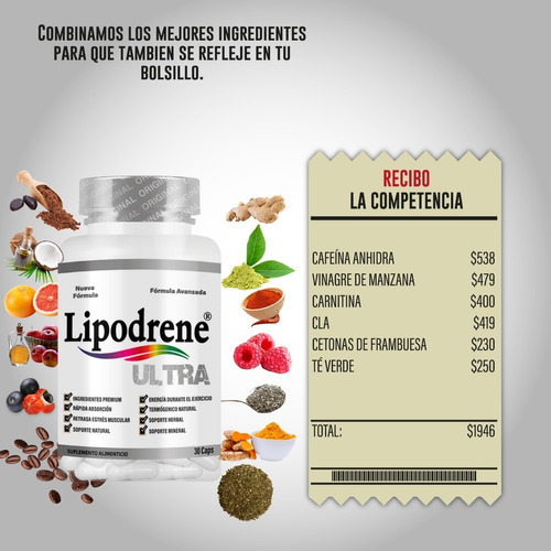 Lipodrene Ultra 30 Caps- Formula Ultra Pro - Termogénico Sabor Sin Sabor