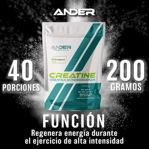Creatina Monohidratada Ander En Polvo 100 % Pura Creapure 200 Gr Sabor Sin Sabor