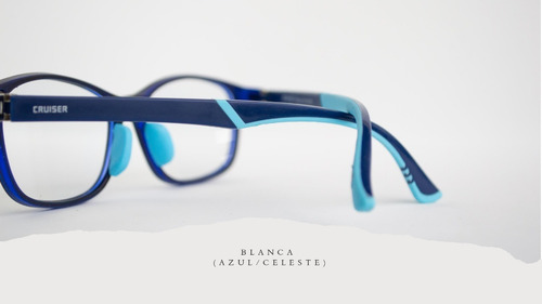 Imagen 3 de 6 de Marco Lente Anteojo Gafa Receta Cruiser Blanca Azul Niño