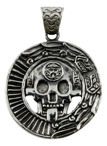 Dije De Disco De La Muerte Teotihuacano De Plata 925