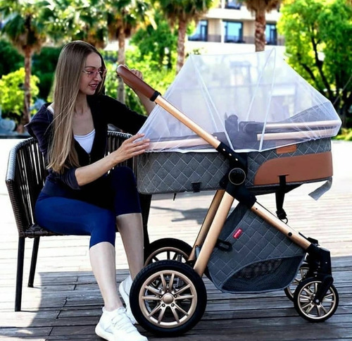 Imagen 2 de 5 de Coche De Bebé 3 En 1 Con Portabebé Cochecito De Lujo