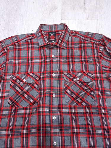 Camisa Birmania Garage Abrigo Villela Gris Y Rojo