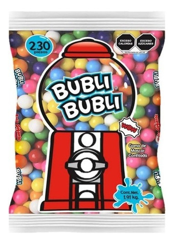 Chicle bola gigante Bubli bubli para máquina bolsa 230 piezas 