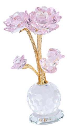 Lotus Flower Figurine Desk Ornamento De Arte De Vidrio Rosa