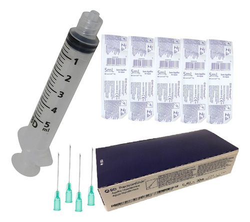 Kit Seringa 5ml + Agulha 30x6 Pct. 100 Unids Cada