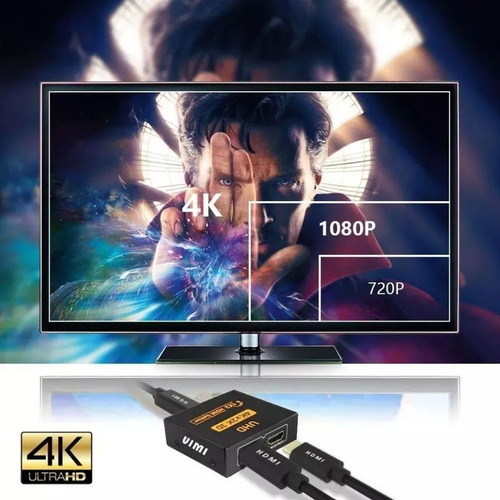Imagen 4 de 6 de Divisor De Señal Splitter Hdmi 1*2 Conecta 2 Tv Amplificador
