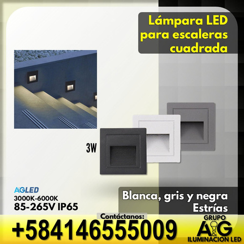 Lampara Led Escaleras 3w 6000k 85-265v Ip65 Estrias Blanca