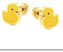 Comprar Aretes De Patito Para Niñas Rápida Tambor En Acero Inoxidabl
