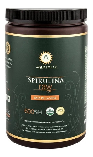 Spirulina Raw Aq 600 Grs Polvo 100% Orgánico 