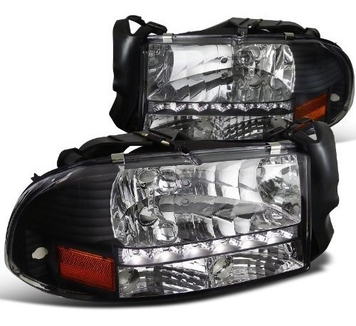 Dodge Dakota 1997 2004 Par Faros Fondo Negro 2000 2001 2002