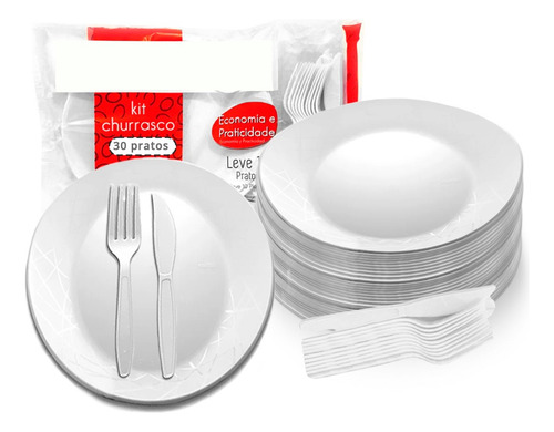 Pratos Descartáveis U4home Branco 30 Kits X 30 Unidades