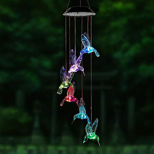 Lámpara Led Colorida Con Campanillas De Viento Con Luz Solar