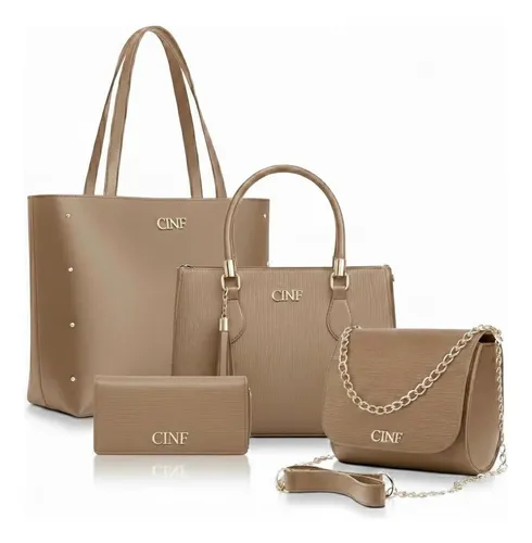 Kit Bolsas Feminina Sacola Transversal Tira Colo Carteira Cor Ame...