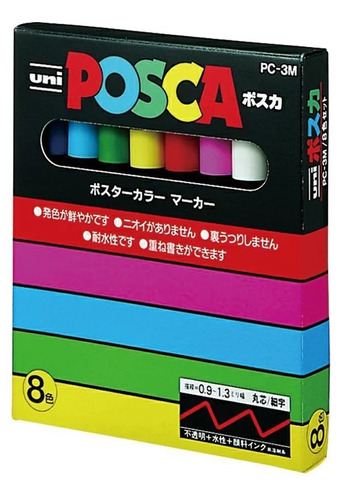 Set Marcadores Posca 8 Colores Punta Fina