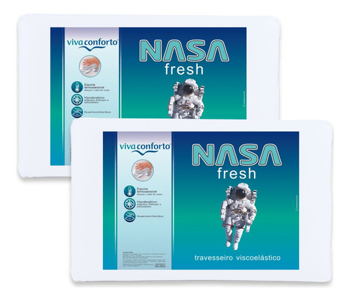 Kit 2 Travesseiros Nasa Viscoelástico Fresh Hipoalergênico