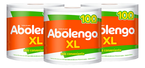 3 Rollos Toalla De Papel Abolengo Xl 1 Un 100 Mt