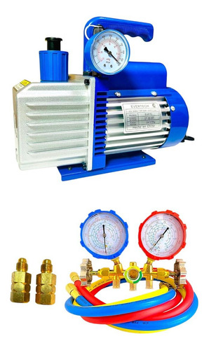 Manifold R410 R22 R134 Y Bomba De Vacio 70 Litros 2 Etapas