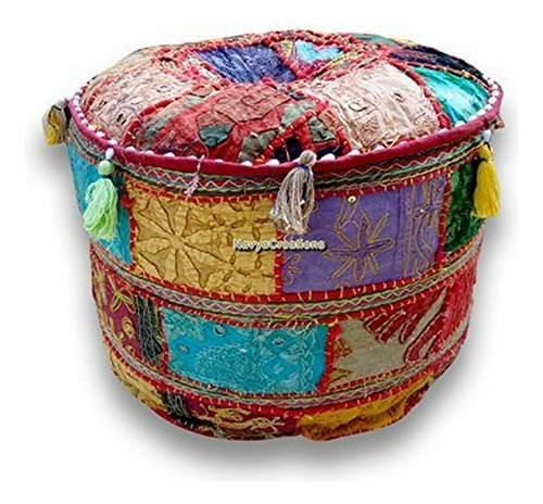 Nandnandini  bohemian Patch Work Pouf, Clásico Indio Tradic