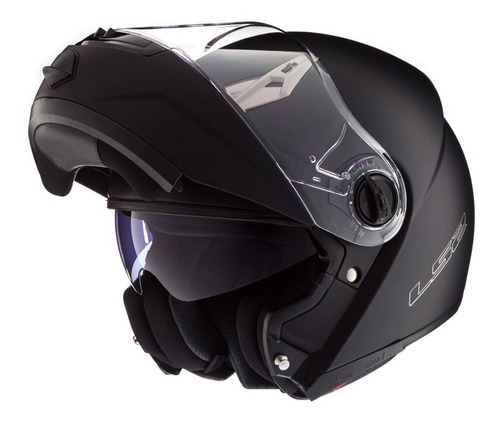 Casco Moto Rebatible Ls2 370 Easy Negro Brillo Doble Visor Color Negro brillante Tamaño del casco L