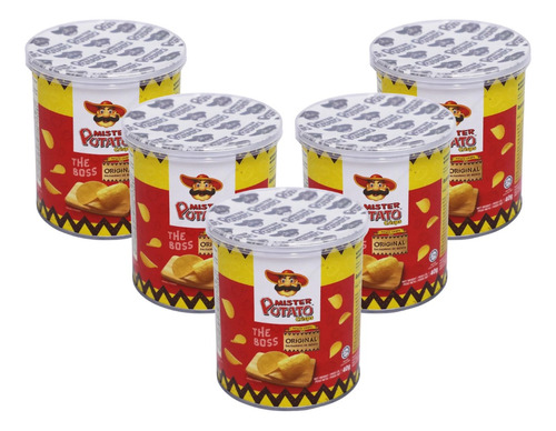 Kit 5 Latas Batata Mister Potato Sabor Original Crisps 40g 