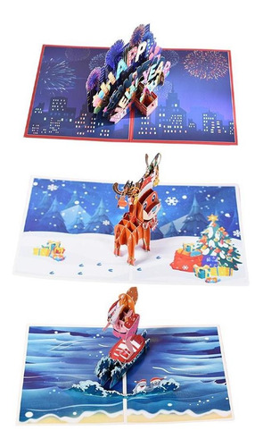 Imagem 2 de 5 de 3pcs Cartões De Natal 3d Up Cumprimentando Crianças