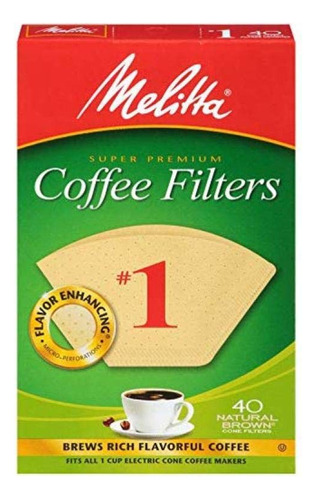 Melitta 620122 - Filtros De Cafe Marron Natural, Tamano 1, 4