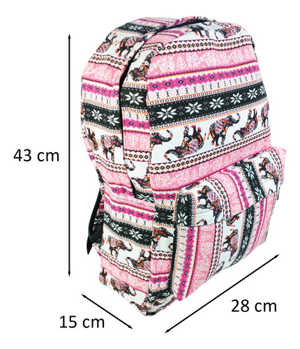 Mochila Bolso Morral Viaje Urbano Escolar Rosa Geométrico