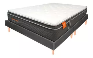 Colchón Firme King 200 Pedic Premium + Base Sif Color Plomo