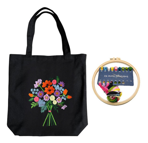 Kit De Bordado De Bolsa De Lona Con Flor De Gota De Rocío