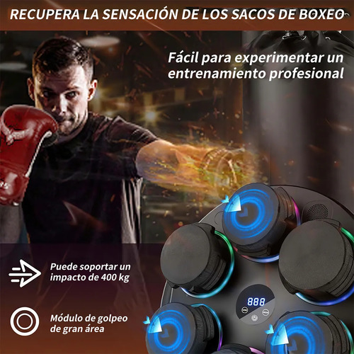 Boxing Machine AMTUMI of Music Trainer De Box Electronico With Bluetooth Music & Color Games Martial arts and boxing máquina de boxeo colgante con música y juegos color negro