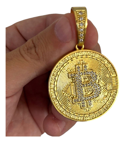 Pingente Bitcoin Banhado A Ouro 18k
