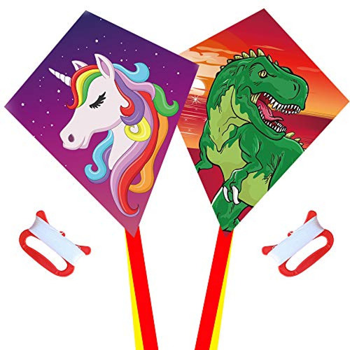 Cometa Diamond Kite [pack De 2]dinasour+unicorn Eddy Kite, P