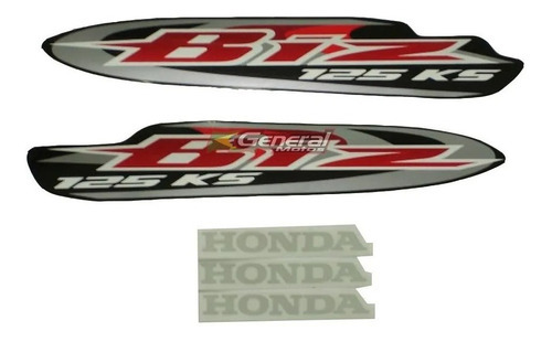 Kit Adesivo Jogo Faixas Moto Honda Biz 125 2008 Cor Preta Ks ( Partida Pedal )