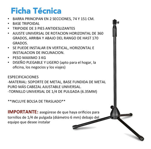 Imagen 7 de 8 de Soporte Base Universal Proyector Piso Ajustable 135 Cm