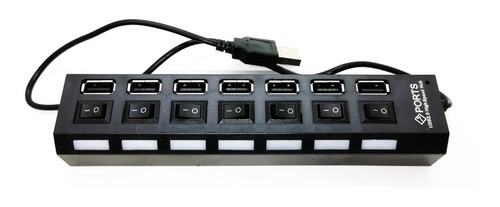 Imagen 3 de 3 de Hub Usb 7 Puerto Extension Multiplicador Switch Luces Skyway