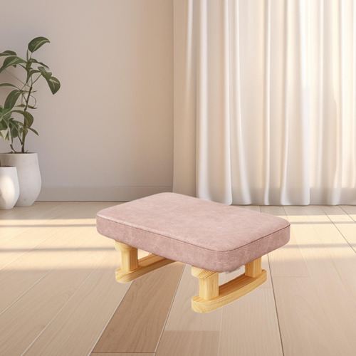 Taburete Rectangular Corto, Taburete Acolchado, Rosa