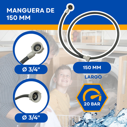 Manguera Carga Lavarropas 1.5 Mts Drean Whirlpool Aurora