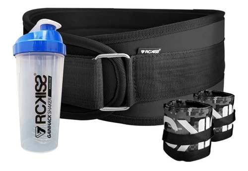 Rckiss Crossfit Faja Soporte Gym Muñequera Negra+shaker Pack