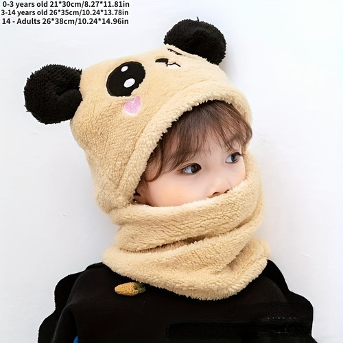 Conjunto De Gorro Y Bufanda De Oso De Dibujos Animados For
