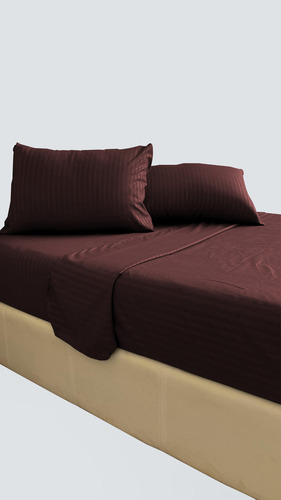 Juego De Sábanas King Size 3000 Hilos Egipcian Premium Chocolate Rayas