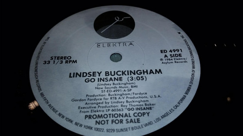 Lindsey Buckingham Go Insane Vinilo Maxi Promo Usa Impecable