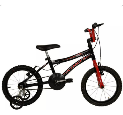 Bicicleta Infantil  - Athor Atx - Preta Com Vermelho