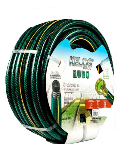 Manguera Jardin Armada 1/2 13mm X15m Conectores Boro Kr.15 Color Verde oscuro