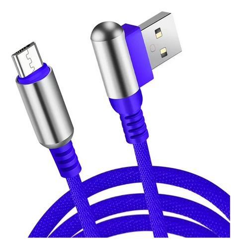 Cable Cargador Reforzado Micro Usb V8 Universal Rapido L 90º Color Rojo