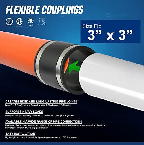 Flexible Pvc Coupling 3puLG Con Abrazaderas De Acero Inoxida